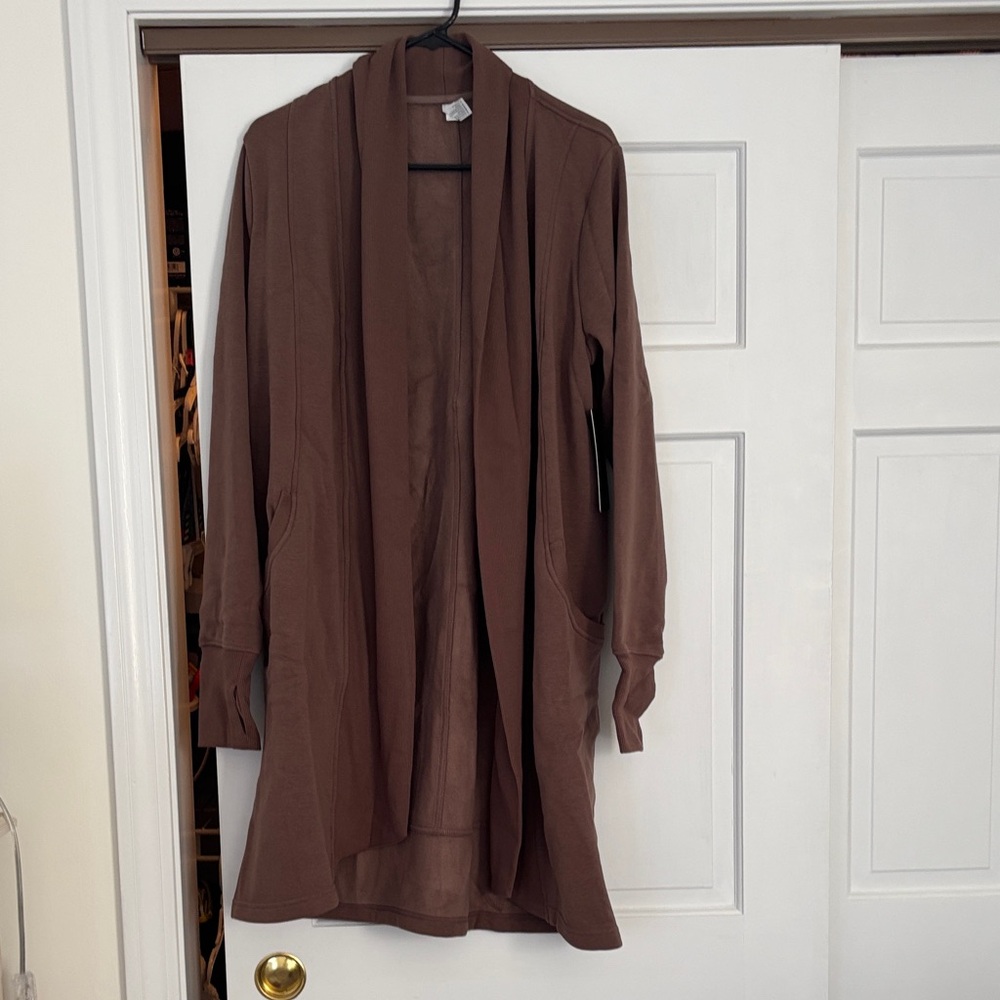 90 Degree By Reflex Brown Open Front Cardigan